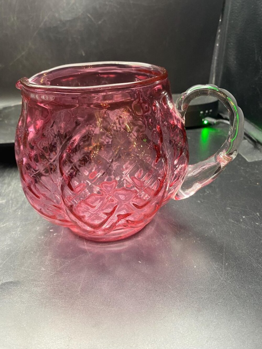Fenton Pink Cranberry Diamond Optic Pitcher